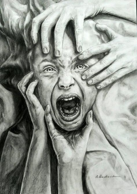 No.69 by amoc777 on DeviantArt Gcse Art Emotions Sketchbook, Man Screaming Drawing, Horror Artwork Drawings, Conflict Art, Art Alevel, Gcse Art Sketchbook, A Level Art Sketchbook, Meaningful Drawings, Deep Art