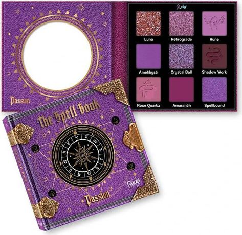 The Spell Book [Passion] | EYESHADOW PALETTE #all #all-ladies #colour:pink Eyeshadow Application, Crayon Eyeliner, Spiritual Beauty, Beautiful Eyeshadow, Cast A Spell, The Spell, New Cosmetics, Shadow Work, Bright Purple