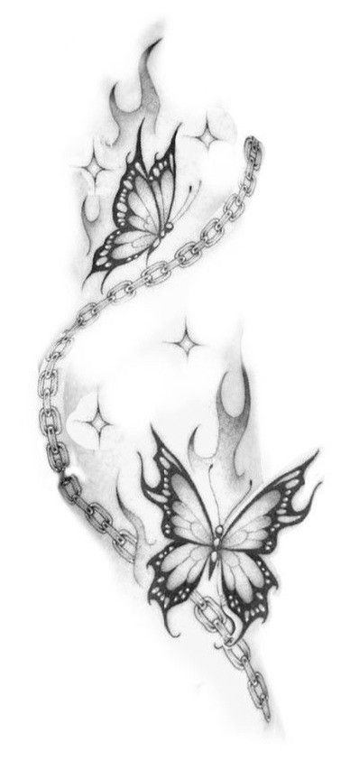 Amor Tattoo, Borboleta Tattoo, Chain Tattoo, Butterfly Chain, Tattoo Background, Black Girls With Tattoos, Spine Tattoos For Women, Heart Tattoo Designs, E Tattoo