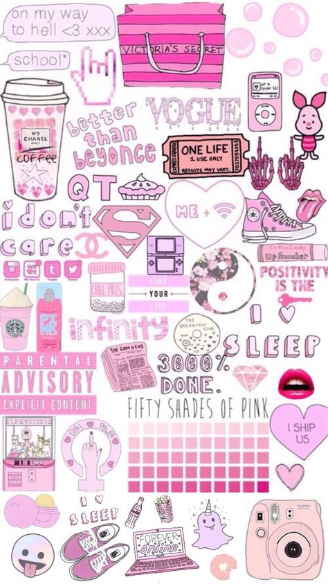 Tumblr Transparents, Tumblr Png, Pink Stickers, Girly Wallpaper, Emoji Backgrounds, Tumblr Backgrounds, Girl Background, Tumblr Stickers, Wallpaper Tumblr