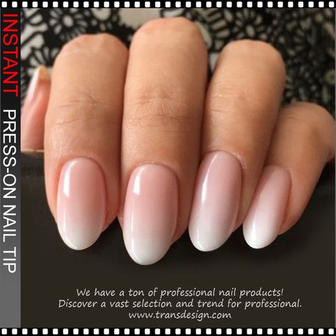 Bride Nails Wedding Elegant French Ombre, Ombré Nails Round, Ombre Rounded Nails, Oval Faded French Nails, Oval White Ombre Nails, Rounded Ombre Nails, French Ombre Oval Nails, White French Fade Nails, French Ombre Nails Round Short