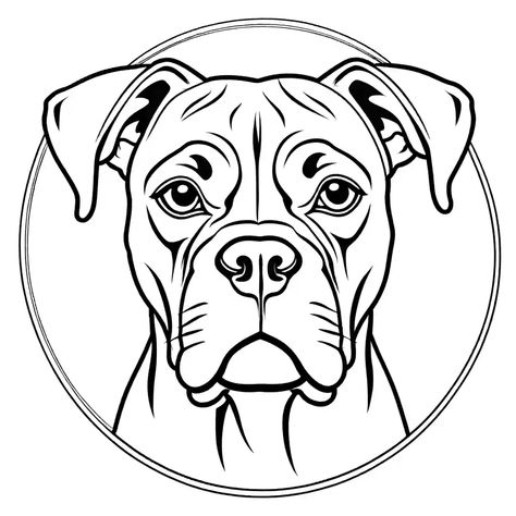 Boxer Dog Outline, Dog Head Outline, Dog Outline Drawing, Boxer Drawing, Head Outline, Dog Outline, Dog Couch, Dog Coloring Page, Outline Drawing