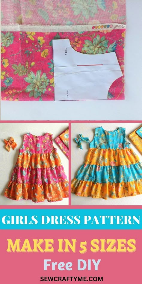 Girl Dress Sewing Pattern, Tiered Dress Pattern, Girls Dress Pattern, Toddler Dress Patterns, Girls Dress Sewing Patterns, Sewing Kids Clothes, Girl Dress Pattern, Dress Patterns Free, Free Sewing Pattern