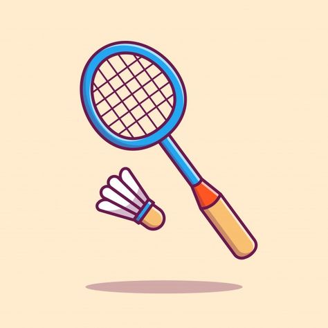 Badminton racket with shuttlecock icon i... | Premium Vector #Freepik #vector #design #sport #character #cartoon Badminton Illustration Art, Badminton Aesthetic Drawing, Badminton Racket Drawing, Badminton Drawing, Shuttle Badminton, Badminton Aesthetic, Badminton Doubles, Badminton Art, Badminton Logo