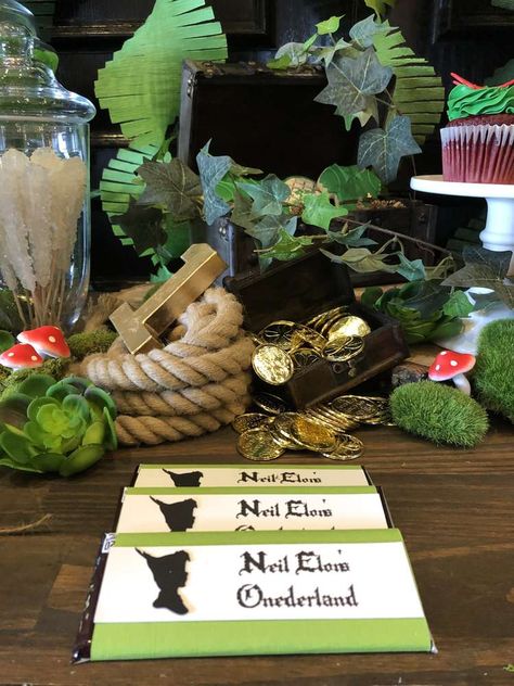 1st Birthday Games, Tinkerbell Party Theme, Lost Boys Peter Pan, Peter Pan Party, Onederland Birthday Party, Tea Party Table, Peter Pan And Tinkerbell, Boys First Birthday Party Ideas, Tinkerbell Party