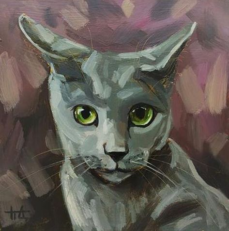 Cat Oil Painting, Bike Artwork, Black Cat Painting, Visual And Performing Arts, Kitty Art, Oil Art, Gray Cat, Pretty Kitty, Women Artists