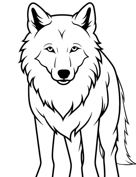 Wolf Face Drawing, Wolf Drawing Easy, Wolf Outline, Wolf Coloring Pages, Cute Coloring Page, Cute Wolf Drawings, Free Coloring Pages For Kids, Wolf Sketch, Animal Outline