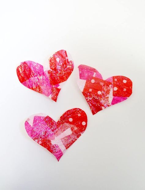 Tissue Paper Hearts, Easy Craft For Kids, Mod Podge Projects, Heart Craft, Valentine's Day Decorations, Heart Vase, Heart Template, Heart Crafts, Wood Hearts