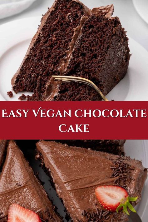 Vegan Chocolate Cake Easy Vegan Chocolate Cake, Best Vegan Chocolate Cake, Best Chocolate Cake Ever, Sugar Free Chocolate Cake, Vegan Chocolate Frosting, Nora Cooks, Vegan Chocolate Cake Recipe, Dairy Free Chocolate Cake, Vegan Baked Goods