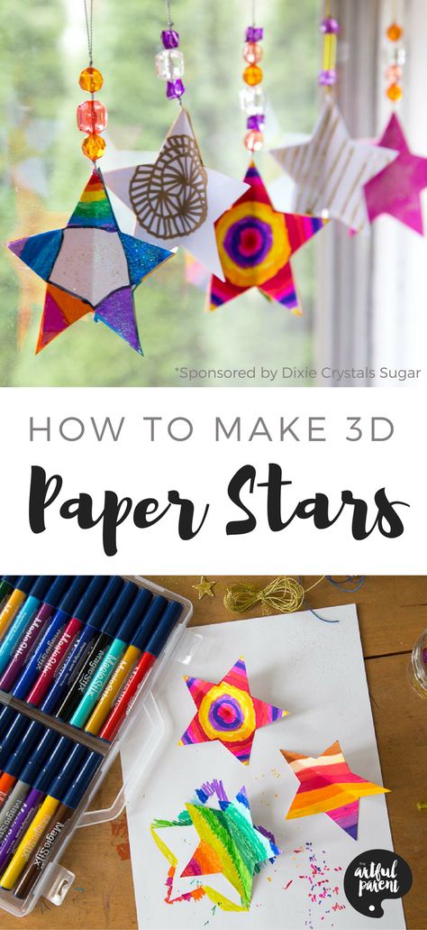 3D paper star craft Stars Crafts For Kids, Star Activities For Kids, Star Art Projects For Kids, Star Ornament Craft, Star Crafts For Kids, Paper Star Ornaments, Christmas Star Crafts, Star Crafts, Star Ideas