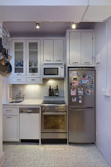 10 Tiny Kitchens in Tiny Houses That Are Adorably Functional Apartment Sized Appliances, Tiny House Appliances Compact Kitchen, Tiny Kitchen Appliances, Kitchenette Ideas Guest Suite Tiny House, Mini Kitchen In Bedroom, Very Small Kitchen Ideas Layout, Studio Apartment Kitchen Ideas, Tiny Kitchenette, Guest House Garage