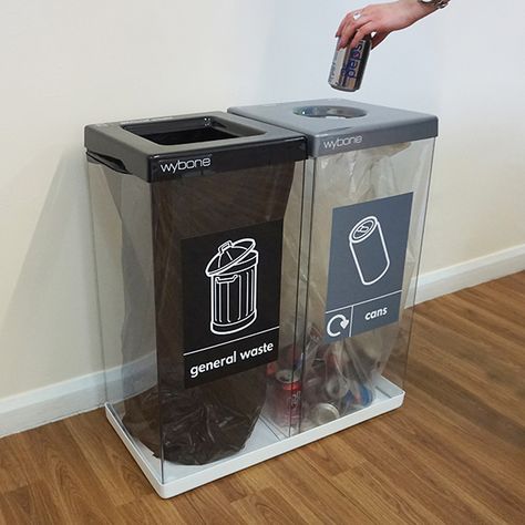 Wybone Double Plastic Box Cycle Recycle Containers, Trash Can Design, Recycle Bin, Office Recycling Bins, Indoor Recycling Bins, Ideas Armario, Recycling Station, Recycle Design, Wayfinding Signage Design