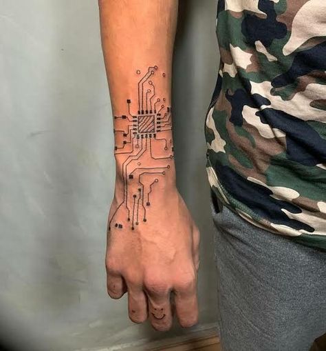 Circuit Tattoos, Circuitry Tattoo, Nick Tattoos, Circuit Board Tattoo, Cyberpunk Tattoos, Computer Tattoo, Circuit Tattoo, Electronic Tattoo, Wrist Band Tattoo