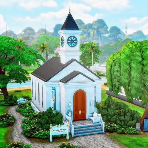 Sims 4 Church, Bloxburg Hacks, Sims Challenge, Die Sims 4, Sims 4 Challenges, Building Inspiration, Cc Mods, Sims 4 House Plans, Sims 4 House Building