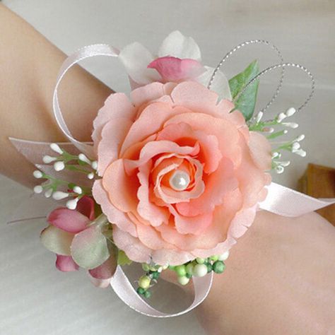 Bracelet Corsage, Wrist Corsage Wedding, Bridesmaid Corsage, Crystal Bouquet, Wrist Flowers, Corsage And Boutonniere, Hand Flowers, Prom Flowers, Rose Party