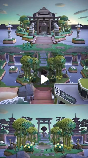 Michelle 👑 ACNH Addict on Instagram: "🎋 Stroll to the floating temple 🎋  Reel inspo @/november.oscar.whisker   #acnhjapanesestyle #acnhterraforming #acnhbuild #acnhjapan #acnhislandinspo #acnhentrance   Animal crossing ACNH Japan Japanese style temple build speedbuild new horizons nintendo mom gamer explore cozy" Acnh Japanese Village Ideas, Acnh Temple, Acnh Japanese Ideas, Acnh Terraforming Ideas, Animal Crossing My Design, Japanese Island Acnh, Floating Temple, Acnh Terraforming, Japanese Neighborhood