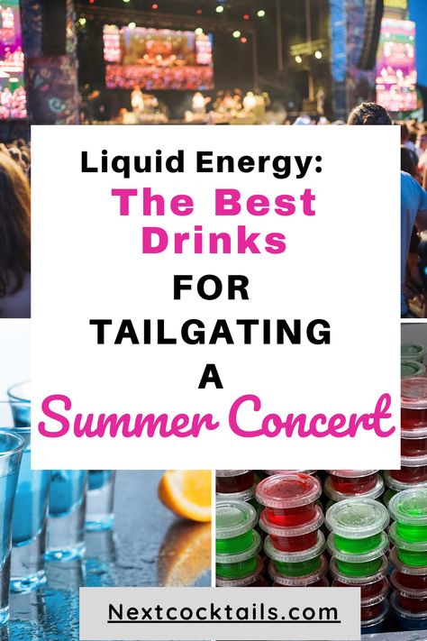 Elevate your summer concert tailgate with these incredible drink recipes! As you vibe to the music and enjoy the company of friends, these refreshing beverages will add a burst of flavor to your outdoor event. So grab a drink, kick back, relax, and enjoy the taste of summer! Cheers! Tailgating Drinks Alcohol, Party Bus Drinks, Tailgate Drinks Alcohol, Concert Tailgate Ideas, Concert Tailgate Food, Tailgating Drinks, Tailgate Cocktails, Tailgating Cocktails, Concert Food