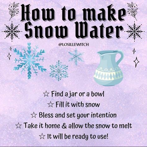 Witchcraft Community on Instagram: “❄️ Have you made Snow Water? ⛄️ . I miss the snow! Over here in Los Angeles the snow os a little tricky to track down. But i am gonna see…” Water Witchcraft, Solstice Blessings, Water Magick, Make Your Own Snow, Shadow Wizard, Ice Witch, Money Gang, Make Snow, Water Magic