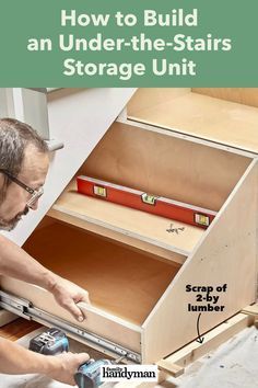 Diy Understairs Storage Built Ins, Garage Stairs Storage, Diy Under Stairs Storage Ideas, How To Make Understairs Storage, How To Build Drawers Under Stairs, Under Stairs Sliding Storage, Under Stairs Organisation, Stair Drawers Storage, Under The Stairs Drawers