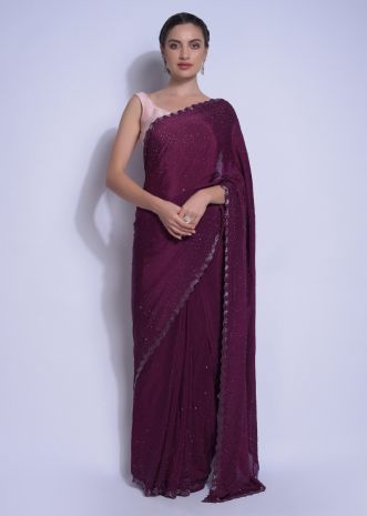 Sarees - Buy Latest Indian Saree (Saris) Online Sequence Saree, Pure Chiffon Sarees, Latest Indian Saree, Purple Saree, Indian Sarees Online, Party Sarees, Desi Wear, Artsy Outfit, Pure Chiffon