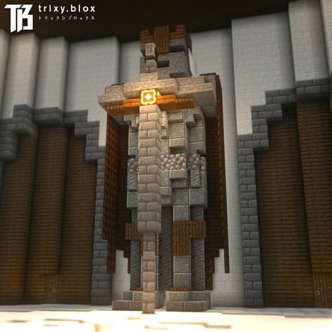 522 Likes, 2 Comments - TrixyBlox (@trixy.blox) on Instagram: “▪️ Protector of the Realm! ⛏️⚔️ One of the fallen knights from the underground…” Minecraft Tomb Ideas, Throne Ideas Minecraft, Nether Fortress Build, Minecraft Throne Room, Minecraft Statue, Minecraft Fountain, Underground Kingdom, Minecraft Castle Designs, Minecraft Underground