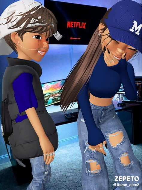 Zepeto Couple Outfit, Zepeto Couple, Zepeto Looks Ideas, Moda Chic, Dark Anime, Cute Casual Outfits, Pretty Wallpapers, Cute Art, Cool Girl