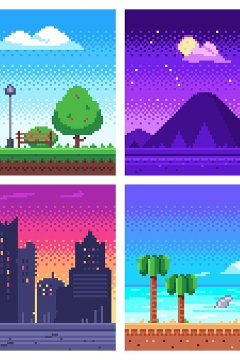 8bit Game Design, 8 Bit Design, 8bit Background, Pixel Game Aesthetic, Pixel Art Illustration, Sky Pixel Art, City Pixel Art, Pixel Sky, Pixel Landscape