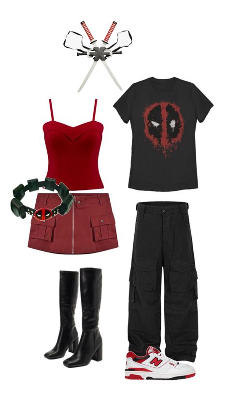 Deadpool, Halloween costume for duos, couples costume , couple Halloween costumes relationship goals Couple Halloween Costumes Relationship Goals, Costume Couple Halloween, Deadpool Halloween Costume, Deadpool Halloween, Deadpool Outfit, Carnaval Outfit, Costume Couple, Book Character Day, Deadpool Costume