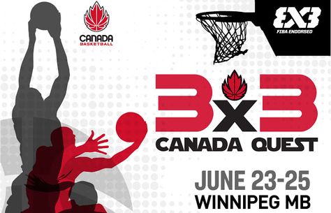 Canada Quest 3x3 Basketball Tournament Coming to Winnipeg June 23-25 2017   THE CANADA QUEST TOUR is coming to Winnipeg. Dont miss your chance to be a part of history and show the world youve got game! THE 3x3 CANADA QUEST TOUR is the nations premier grassroots 3x3 basketball tour and is open to males and females ages 8 and up. All skill levels from recreational to competitive are welcome to play this fast-paced and skillful game! The best ballers north of the border will be in action when 3x3 C 3 On 3 Basketball Tournament, 3x3 Basketball, Basketball T Shirt Designs, Basketball Tournament, Basketball Quotes, Basketball Art, Sport Design, Sports Graphics, Got Game