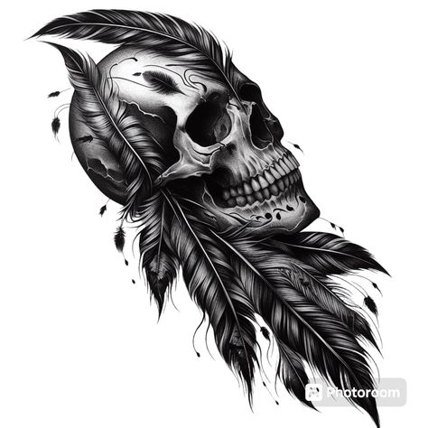 Skull And Feather Tattoo, Feather Tattoo, Skull Tattoo, Feathers, Tattoo Ideas, Tattoos, Quick Saves