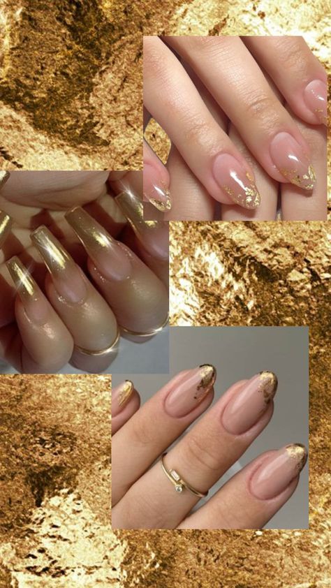 Gold French tip nails Good French Tip Nails, Gold Flake Nails, Nails Gold, Gold Flake, Tip Nails, Gold Flakes, French Tip Nails, Gold Nails, Nail Tips