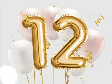 Confetti Illustration, Happy 12th Birthday, Gold Foil Balloons, Juma Mubarak, 12th Anniversary, Birthday Gold, Happy Birthday Wishes Cards, Confetti Birthday, Birthday Wishes And Images