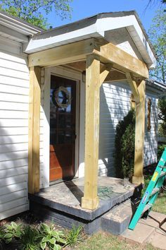 Front Porch Remodel, Door Overhang, Veranda Design, House Front Porch, Porch Remodel, Porch Addition, Building A Porch, Front Porch Design, Home Exterior Makeover