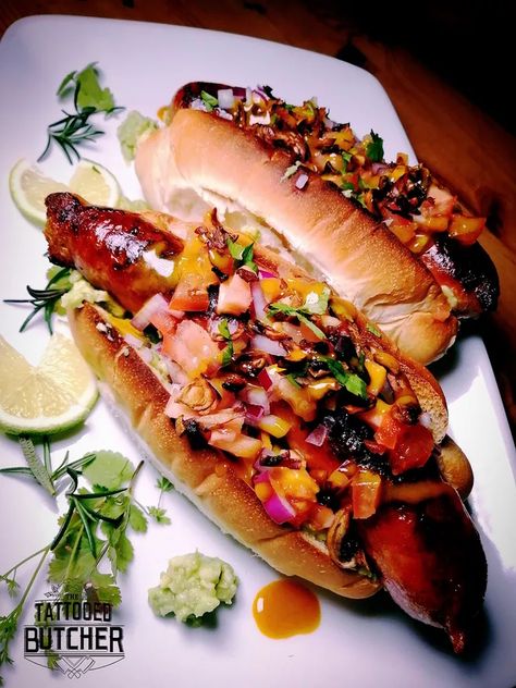 Loaded Hot Dogs, Mushrooms Fried, Hot Dog Party, How To Cook Chorizo, Hot Dogs Recipes, James Smith, Bun In The Oven, Hot Dog Recipes, Smoked Pork