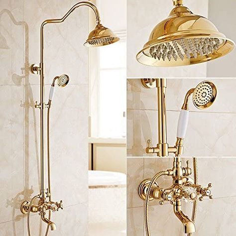 Gold Bathroom Faucet, Gold Bad, Gold Kitchen Faucet, Gold Taps, Gold Shower, Bathroom Sink Taps, Washroom Design, Bathroom Themes, Bathroom Design Inspiration