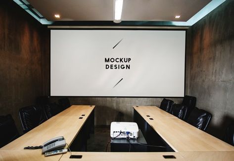 Mockup Vectors, Photos and PSD files | Free Download Meeting Room Tv, Projector Wall, Set Up Ideas, Best Projector, Safe House, Board Room, Office Designs, Room Screen, Empty Room