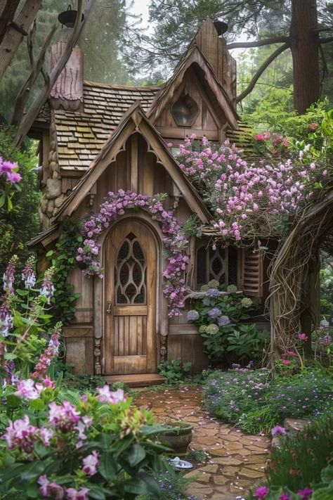 Cottages In The Woods, Quirky Garden, Garden Shed Ideas, Forest Homes, Fairytale Houses, Cottage Core Home, Cottage Core House, Storybook House, Cute Cottages