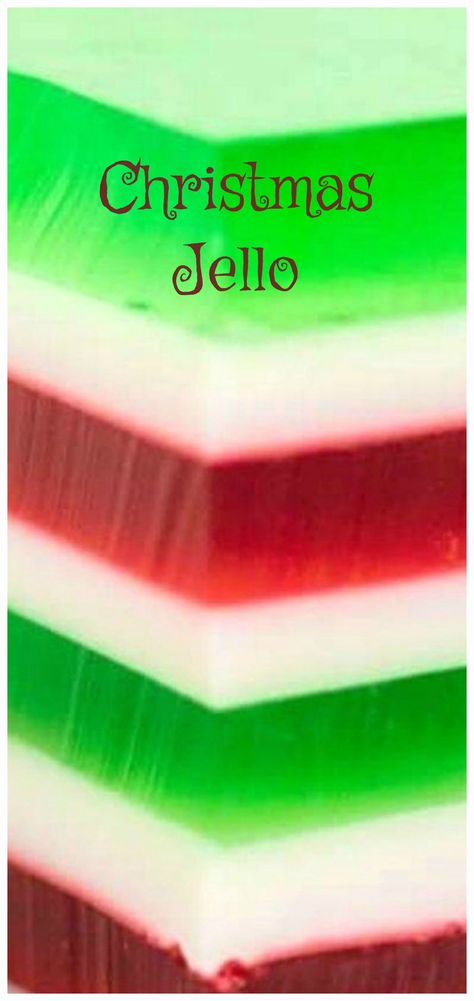 7 Layer Jello, 2 Layer Jello, Layered Jello Recipe Condensed Milk, Grinch Jello Salad, Jello Salads For Christmas, Christmas Ribbon Jello Recipe, Ribbon Jello, Christmas Jello Mold, Christmas Jello