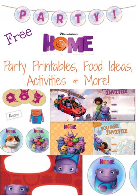 HOME Movie Themed Party Ideas and Free Home Movie Party Printables! Home Movie Party Ideas, Boov Birthday Party Ideas, Movie Party Theme, Themed Party Ideas, Movie Home, Movie Birthday Party, Birthday Party At Home, Movie Themed Party, Home Movie