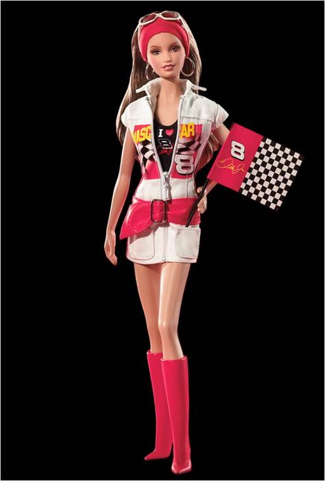 Nascar Barbie-Dale Classic Barbie Outfits, F1 Costume, Nascar Barbie, Nascar Outfit, Barbie Collectibles, Sports Attire, 80s Theme, Barbie Images, Barbie Outfits