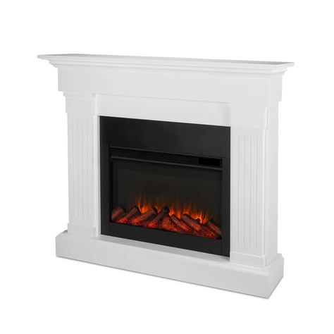 Real Flame The Crawford 47.4'' W Electric Fireplace & Reviews | Wayfair Slim Electric Fireplace, Fireplace With Mantel, Electric Fireplace With Mantel, Indoor Electric Fireplace, Best Electric Fireplace, Wall Mounted Fireplace, Wooden Mantel, Mantel Surround, Mounted Fireplace