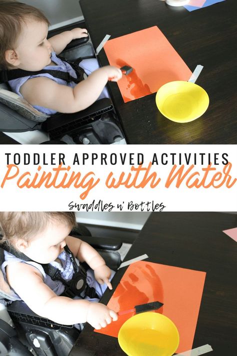 Painting with Water- Indoor and Outdoor Toddler Approved Activities. Perfect for 1 year old and up1! 12-18month Old Activities Diy, 12 Month Art Activities, Arts And Crafts For 20 Month Old, Sensory Bins 12 Months, Fine Motor Activities For Infants 6-12 Months, Activities For 21 Month Old, Activities For 15 Month Olds Toddlers, Activities For 19 Month Old Toddlers, Indoor Activities For 18month Old