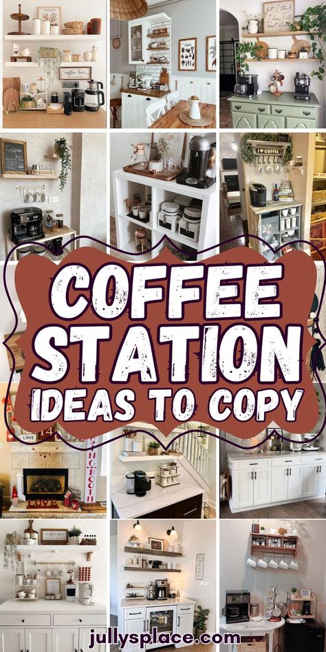 coffee station ideas, coffee station decor, coffee bar ideas Coffee Canister Ideas, Corner Coffee Station, Coffee Corner Kitchen, Coffee Bar At Home, Coffee Station Decor, Coffee Station Ideas, Bar At Home, Coffee Counter, Coffee Bar Ideas