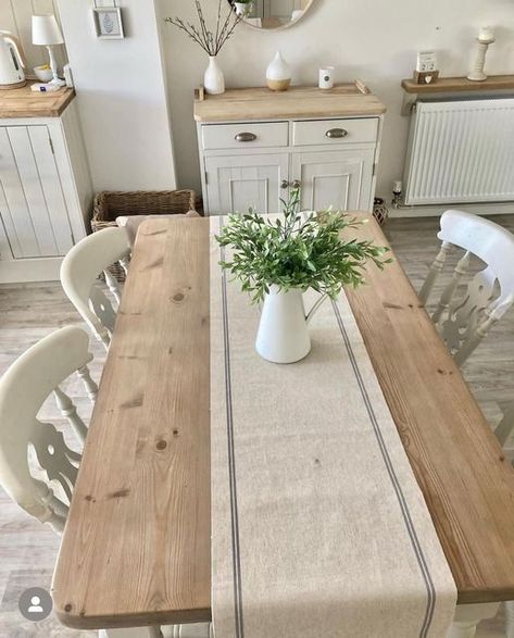 @our_comfy_cosy_home on Instagram: "It will soon be time to get the big table out ready for dare I say it CHRISTMAS! Who else lives Christmas? It will soon be time to start watching these Christmas movies 😊 #christmas #table #pinetable" Modern Country Living Room, Dining Room Table Runner, Country Home Interiors, Dark Wooden Table, Modern Country Living, Country Living Uk, Dark Wood Table, Country Table, Modern Country Style