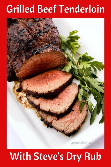 This delicious grilled beef tenderloin is seasoned with our flavorful spice rub! Rub For Beef Tenderloin, Beef Tenderloin Rub, Beef Tenderloin Recipes Grilled, Crusted Beef Tenderloin, Roasted Beef Tenderloin, Beef Tenderloin Recipe, Whole Beef Tenderloin, Creamy Horseradish, Grilled Beef Tenderloin