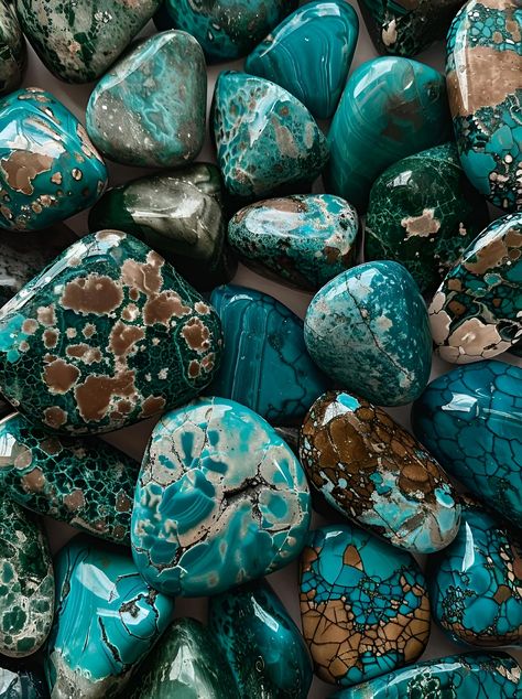 Save this pin & follow for more stunning decor ideas! Discover a collection of polished turquoise stones with captivating patterns and hues of blue, green, white, and brown. These unique pieces add a touch of nature's beauty to any space. Adorn your home with these gorgeous stones, perfect for art prints or image prompts. #HomeDecor #TurquoiseStones #ArtPrints #NaturalBeauty #StoneCollection #InteriorDesign #ImagePrompt #AiImage Blue Stone Aesthetic, Teal And Brown Aesthetic, Blue And Brown Aesthetic, Aztec Aesthetic, Teal Aesthetic, Turquoise Aesthetic, Image Prompts, Power Of Healing, Brown And Turquoise