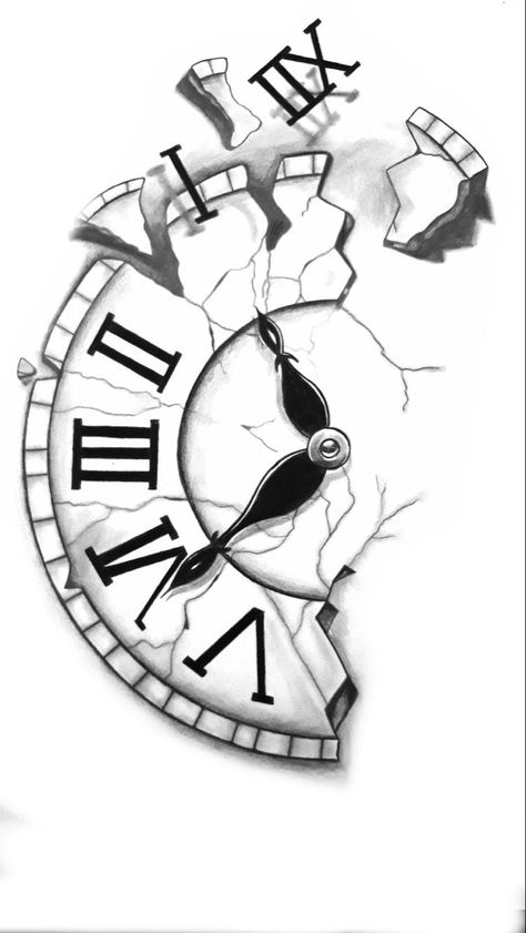 Tato Jam, Chest Tattoo Stencils, Broken Clock, Chest Tattoo Drawings, Dali Tattoo, Clock Drawings, Clock Tattoo Design, Tattoo Outline Drawing, Tattoo Zeichnungen