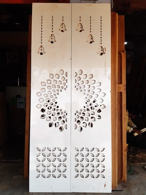 Pooja Mandir Cnc Design, Mdf Jali Design For Mandir Door, Pooja Unit Cnc Design, Cnc Pooja Door Design Modern, Pooja Cnc Design, Mandir Door Cnc Design, Pooja Door Cnc Design, Mdf Jali Design For Mandir, Pooja Room Double Door Designs