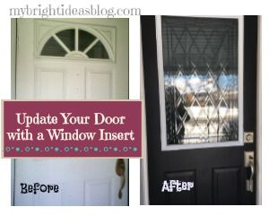 Renew your ugly old door with a window insert and a fresh coat of paint Front Door Window Insert, Update Front Door Diy, Replace Exterior Door, Door Redo, Front Door Glass Insert, Arched Front Door, Metal Doors Exterior, Door Glass Inserts, Steel Doors Exterior