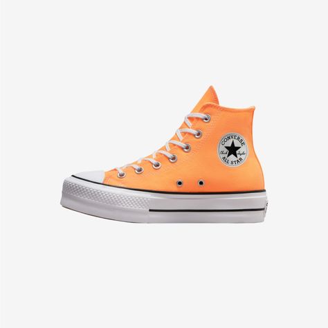 Peach Beam/Black/White Canvas Womens Size 6-10 Cute Orange Shoes, Orange Converse, Platform Converse, Simple Shoes, Orange Shoes, Converse Sneakers, Womens Converse, Black And White Canvas, Converse Chuck Taylor All Star